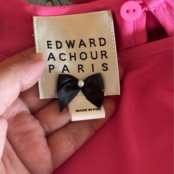 NWT EDWARD ACHOUR PARIS Fuchsia  RUFFLE BLOUSE sz 42/10 US - Picture 7 of 9